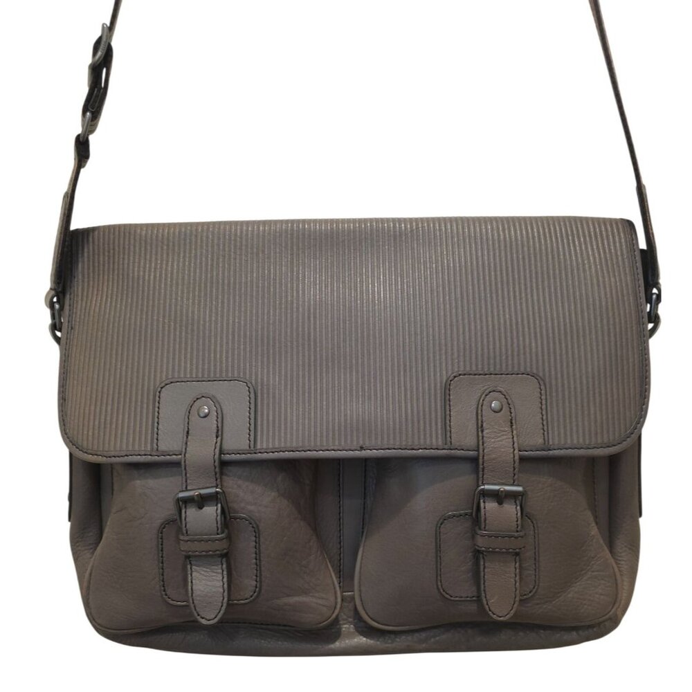 FOSSIL GREENVILLE Gray Leather Travel Courier Messenger Bag - Picture 3 of 11